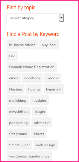 category dropdown and tag cloud in sidebar