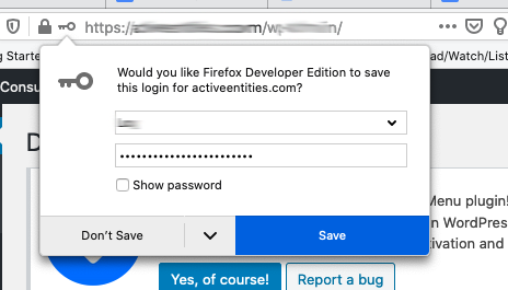 browser asking if you want to save your login