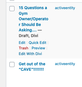 hover over a post title to see options